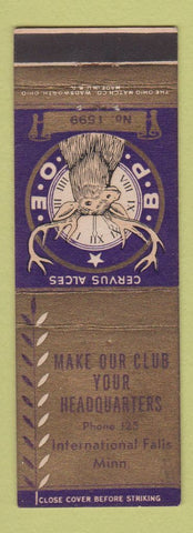 Matchbook Cover - Elks Lodge International Falls MN