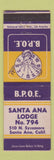 Matchbook Cover - Elks Lodge Santa Ana CA