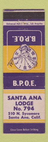 Matchbook Cover - Elks Lodge Santa Ana CA
