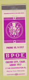 Matchbook Cover - Elks Lodge Culver City CA