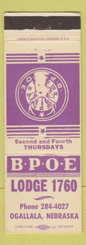 Matchbook Cover - Elks Lodge Ogallala NE