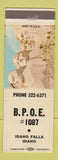 Matchbook Cover - Elks Lodge Idaho Falls ID