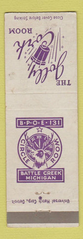 Matchbook Cover - Elks Lodge Battle Creek MI Jolly Cork WEAR