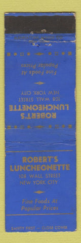 Matchbook Cover - Robert's Luncheonette New York City WORN