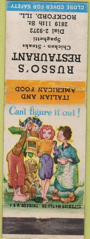Matchbook Cover - Russo's Restaurant Rockford IL hillbilly