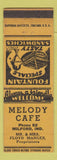 Matchbook Cover - Melody Cafe Milford IN