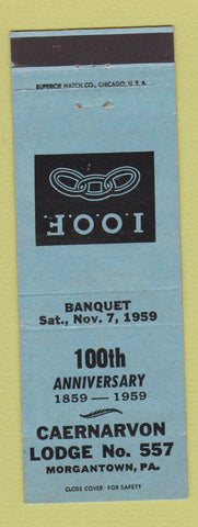 Matchbook Cover - Odd Fellows Caernarvon Lodge Morgantown PA 1959