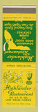 Matchbook Cover - Highlander Restaurant Lake Wales FL