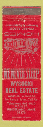 Matchbook Cover - Wysocki Real Estate Sunderland MA WEAR