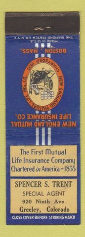 Matchbook Cover - New England Mutual Insurance Spencer Trent Greeley Colorado