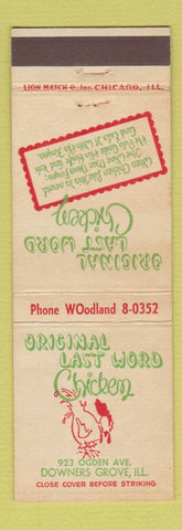 Matchbook Cover - Original Last Word Chicken Downers Grove IL