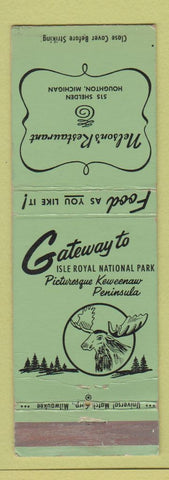 Matchbook Cover - Nelson's Restaurant Houghton MI