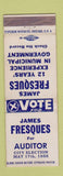Matchbook Cover - James Fresques for Auditor 1955