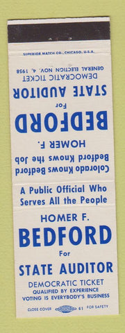 Matchbook Cover - Homerr Bedford for State Auditor