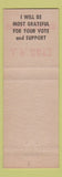 Matchbook Cover - JP Kays for County Clerk