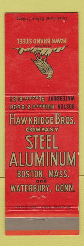 Matchbook Cover - Hawk Brand Steel Aluminum Boston MA Waterbury CT