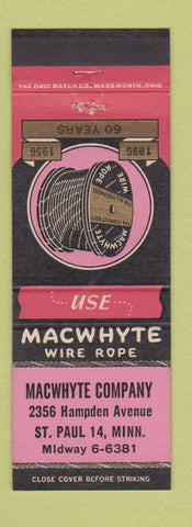 Matchbook Cover - Macwhyte Wire Rope St Paul MN