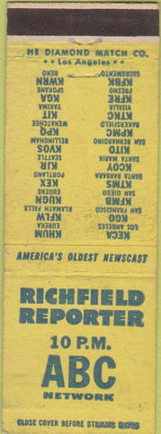 Matchbook Cover - Richfield Reporter ABC TV CA WEAR