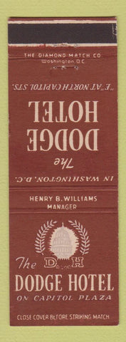 Matchbook Cover - Dodge Hotel Washington DC
