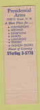Matchbook Cover - Presidential Arms Washington DC