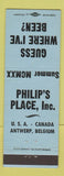 Matchbook Cover - Philips Place Antwerp Belgium