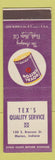 Matchbook Cover - Tex's Quality Service oil gas Royal Triton Marion IN