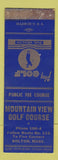 Matchbook Cover - Mountain View Golf Course Bolton MA SAMPLE WORN
