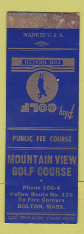 Matchbook Cover - Mountain View Golf Course Bolton MA SAMPLE WORN