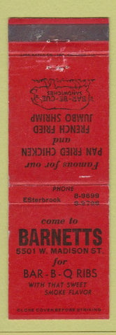 Matchbook Cover - Barnetts BBQ Ribs Esterbrook WEAR