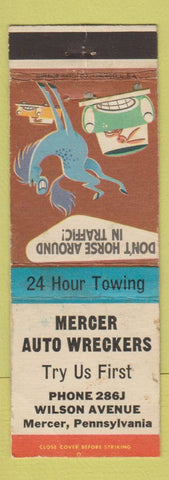 Matchbook Cover - Mercer Auto Wreckers Mercer PA WEAR