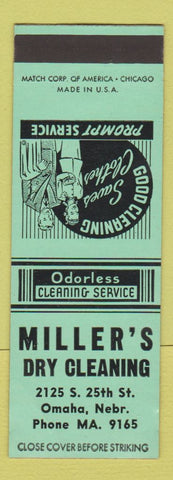 Matchbook Cover - Miller's Dry Cleaning Omaha NE