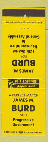 Matchbook Cover - James Burd 12th District Representative Election