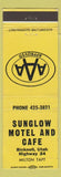 Matchbook Cover - Sunglow Motel Cafe Milton Taft Bicknell UT