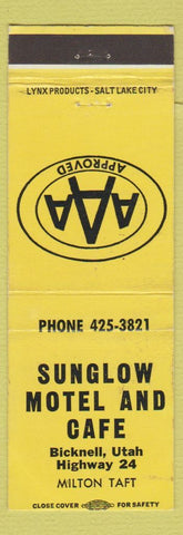Matchbook Cover - Sunglow Motel Cafe Milton Taft Bicknell UT