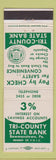 Matchbook Cover - Tri County State Bank Bowmanstown PA