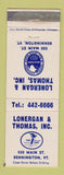 Matchbook Cover - Lonergan & Thomas Bennington VT Insurance WEAR