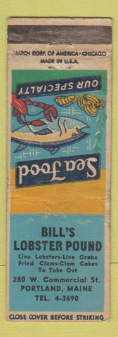 Matchbook Cover - Bill's Lobster Pound Portalnd ME WORN