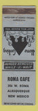 Matchbook Cover - Roma Cafe Albuquerque NM