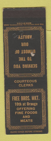 Matchbook Cover - Free Bros Market SAMPLE WEAR