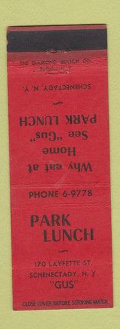 Matchbook Cover - Park Lunch Schenectady NY WEAR