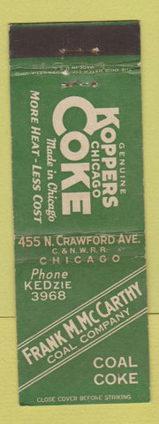 Matchbook Cover - Koppers Coke Coal Frank McCarthy Chciago IL