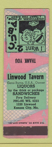 Matchbook Cover - Linwood Tavern Kansas City MO