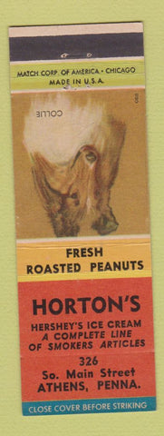 Matchbook Cover - Horton's Athens PA Hershey's Ice Cream Collie