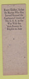Matchbook Cover - VFW Sergeant Frank Vanik Post Baltimore MD