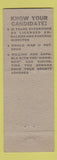Matchbook Cover - Collins Sundberg for Coroner Winnebago County