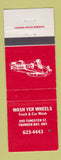 Matchbook Cover - Wash Yer Wheels Car Wash Thunder Bay ON
