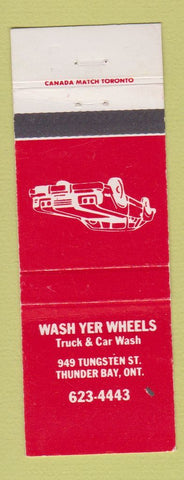 Matchbook Cover - Wash Yer Wheels Car Wash Thunder Bay ON