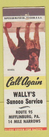 Matchbook Cover - Wally's Sunoco oil gas Mifflinburg PA Terrier