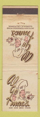 Matchbook Cover - Al Ge Mac's Glendale CA WEAR