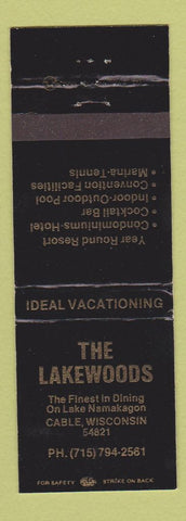 Matchbook Cover - The Lakewoods Cable WI